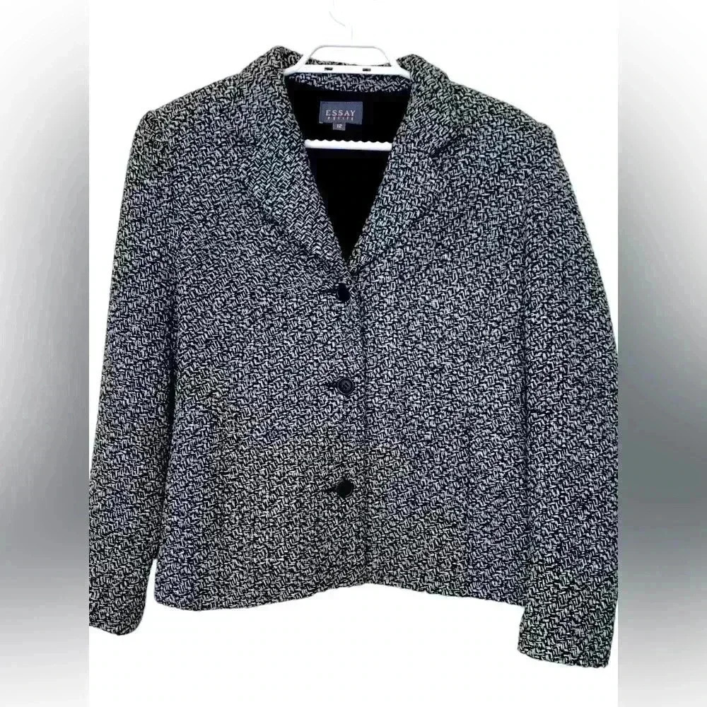 Vintage petite Essay tweed blazer, fully lined, fitted, beautifully tailored bl…